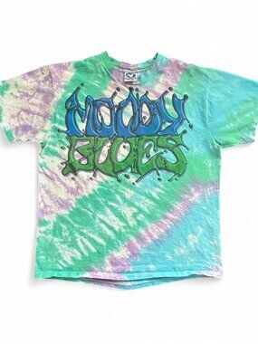 Vintage Liquid Blue Moody Blues Tie Dye Graphic T Shirt Mens XL Made in USA